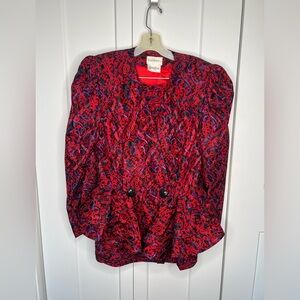 Raul Blanco Neiman Marcus Vintage 2 Piece 100% Silk Suit Jacket + Skirt Size 14